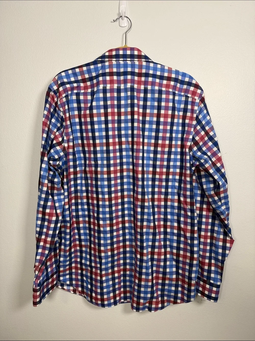 Banana Republic Red, Blue & White Plaid Button-Down Shirt Camden Fit Large